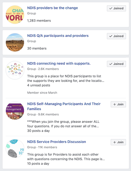 facebook groups are a great place to find ndis providers
