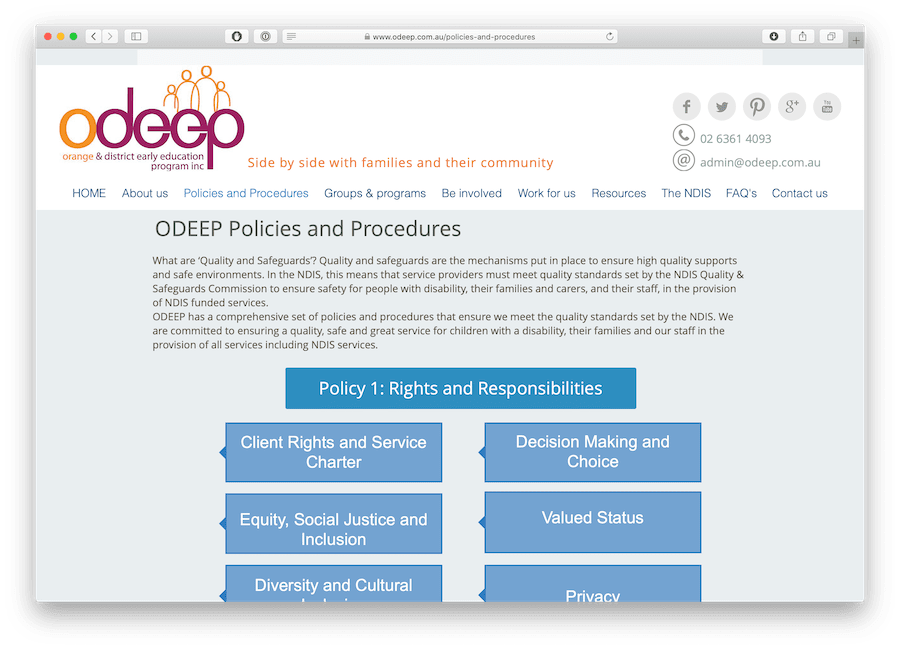 odeep ndis policies