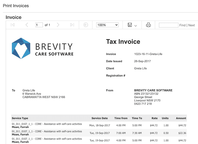 brevity print invoices ndis operational guidelines